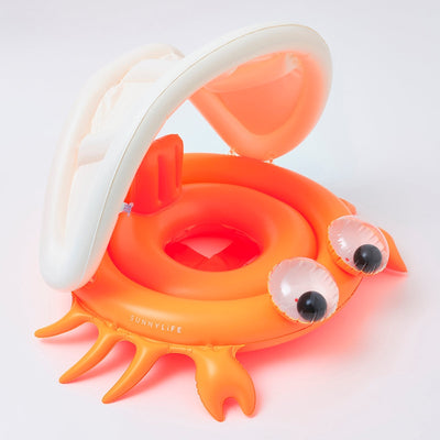 Inflatable Swimming Baby Float with canopy Sonny the Sea Creature - Orange