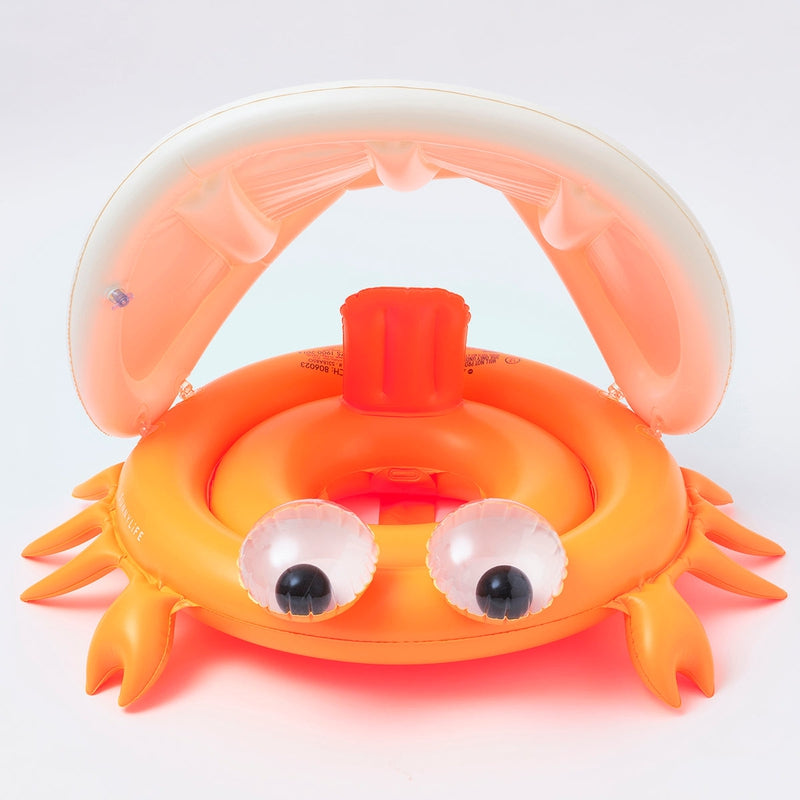 Inflatable Swimming Baby Float with canopy Sonny the Sea Creature - Orange