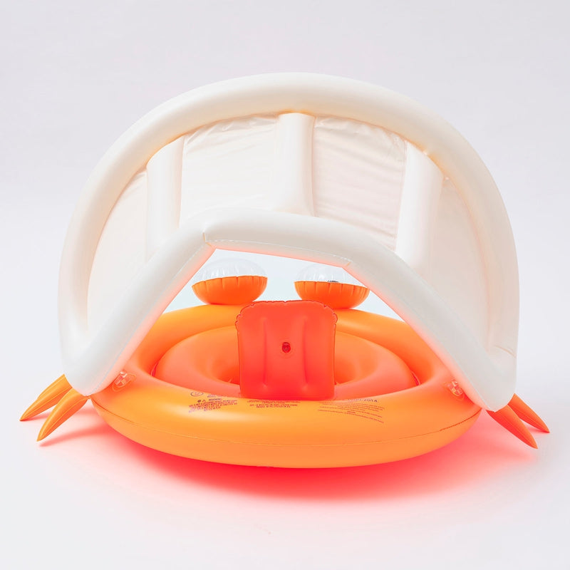 Inflatable Swimming Baby Float with canopy Sonny the Sea Creature - Orange