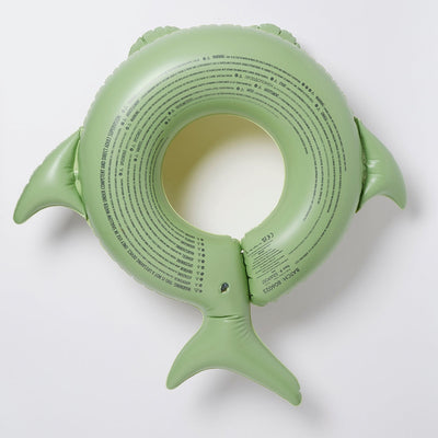 Inflatable Swimming Kiddy Pool Ring Shark Tribe Khaki - Green