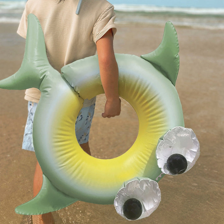 Inflatable Swimming Kiddy Pool Ring Shark Tribe Khaki - Green