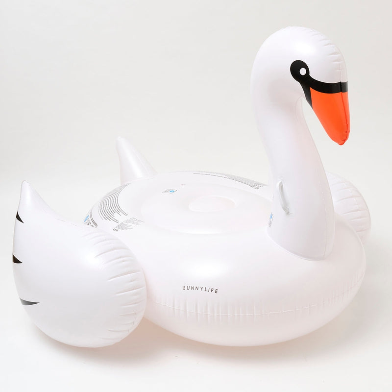 Inflatable Luxe Swimming Ride On Float Swan - White