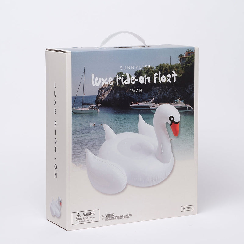 Inflatable Luxe Swimming Ride On Float Swan - White