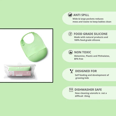 Roll and Lock Silicone Bib (Key Lime)