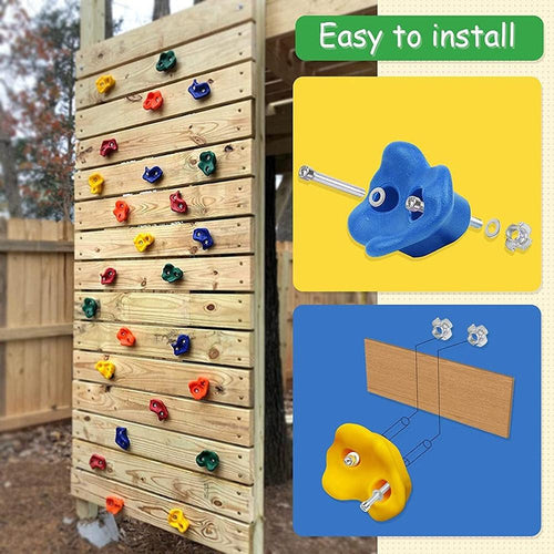 Hop N Play 24 Pieces DIY Wall Grips Rock Climbing Holds | Capacity - 120 Kgs