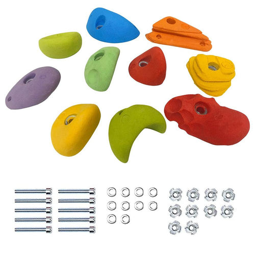 Hop N Play 10 Piece Wall Climbing Holds with Installation Kit | Capacity-200 Kg