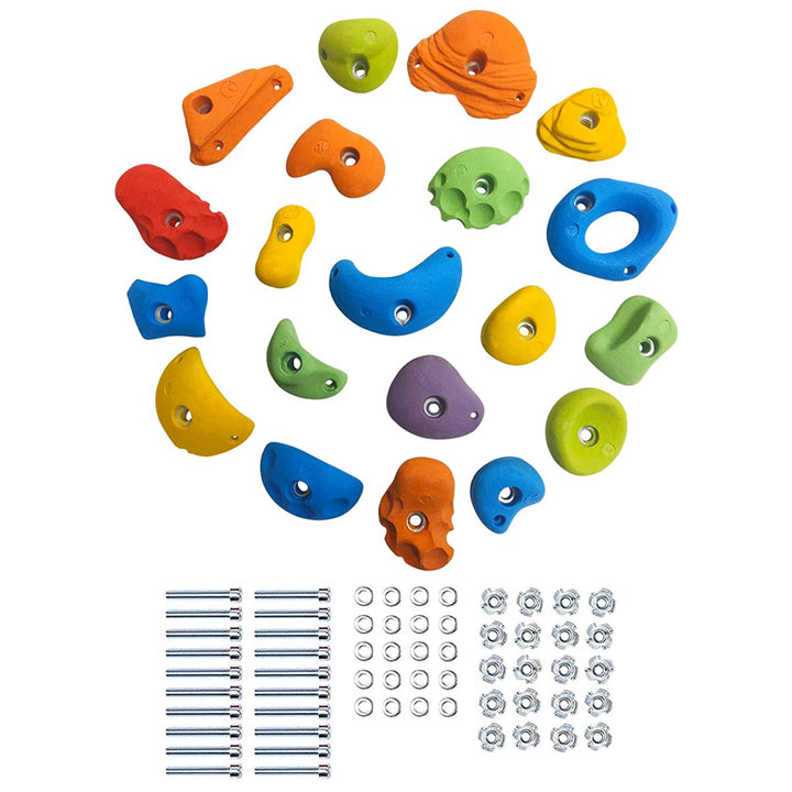 Hop N Play 20 Pieces Wall Climbing Holds with Installation Kit | Capacity-200 Kg