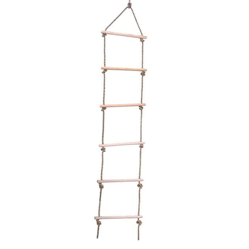 Hop N Play 6.5ft Wooden Rope Ladder | 6-Rung Climbing Swing (4-12 Years) | Capacity-120 Kg