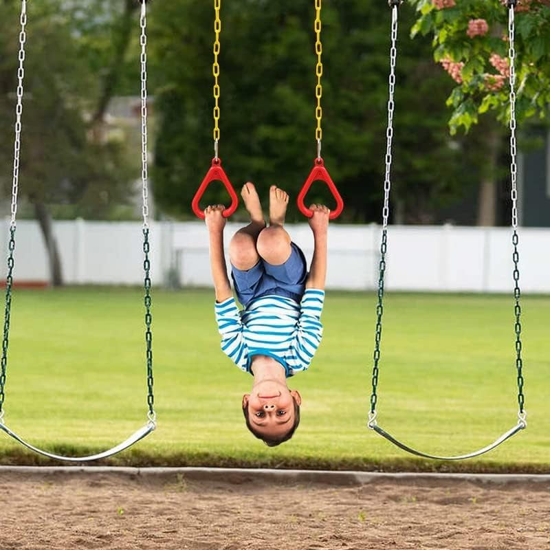 Hop N Play Trapeze Ring Set with Bar | Plastic-Coated Chain (3-10 Years) | Capacity-150 kg