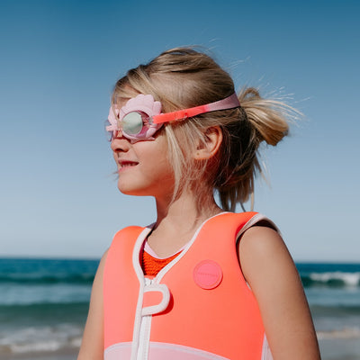 Melody the Mermaid Mini Swim Goggles Neon Strawberry