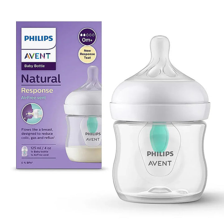 Philips Avent Natural Baby Feeding Bottle - 125ml | | Natural Response Technology Mimics Breastfeeding (SCY670/01)