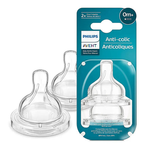 Philips Avent Anti Colic Pack of 2 Teat | Flow 1 | BPA Free | SCY761/02