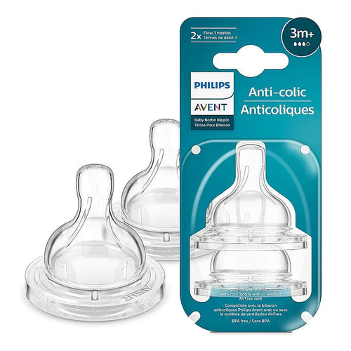Philips Avent Anti Colic Pack of 2 Teat | Flow 3 | BPA Free | SCY763/02