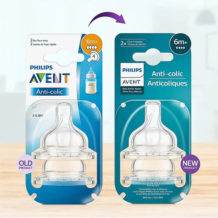Philips Avent Anti Colic Pack of 2 Teat | Flow 4 | BPA Free | SCY764/02