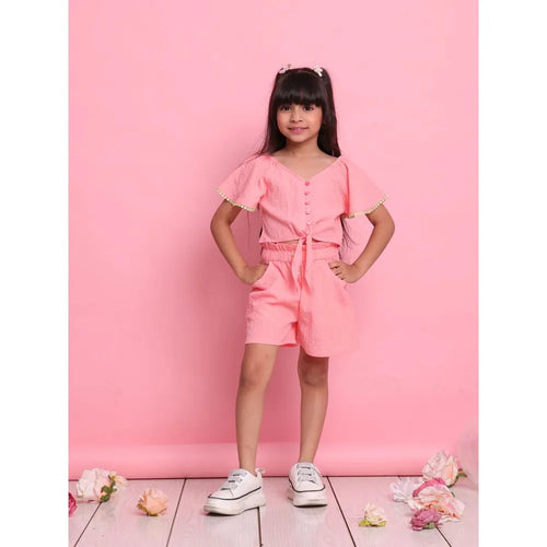 Saka Designs Shirt & Short Co-ord Set for Girls - Pink