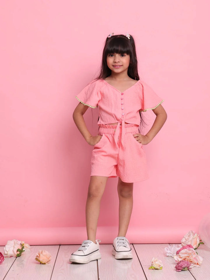 Saka Designs Shirt & Short Co-ord Set for Girls - Pink