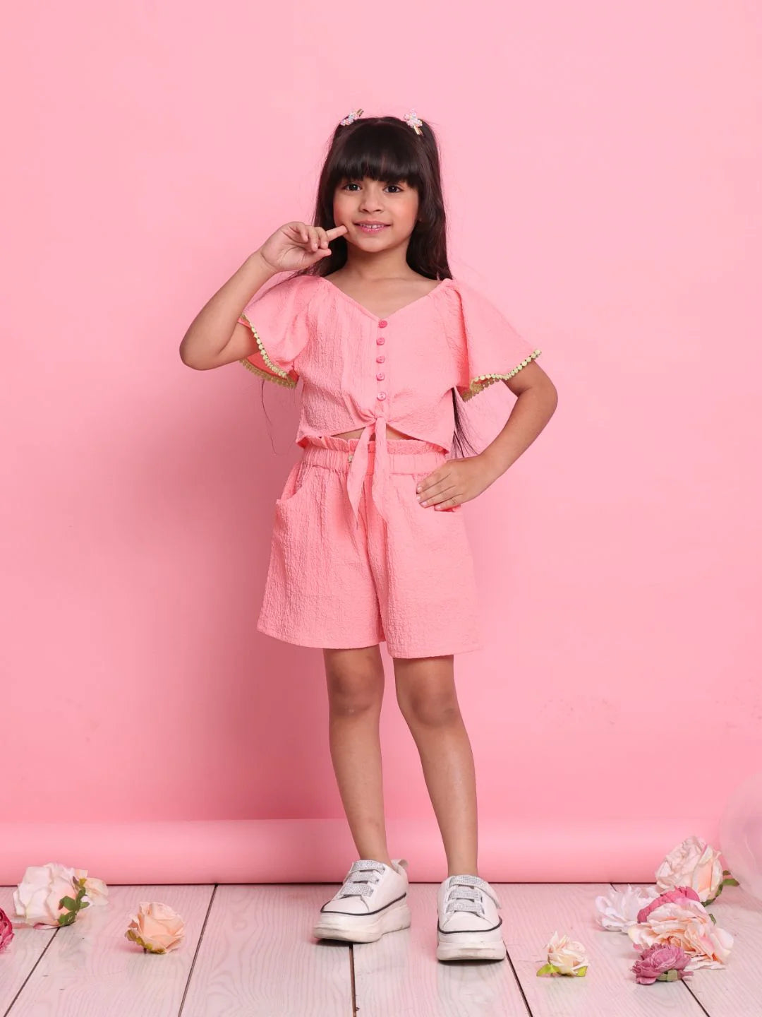 Saka Designs Shirt & Short Co-ord Set for Girls - Pink