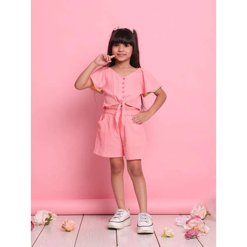 Saka Designs Shirt & Short Co-ord Set for Girls - Pink