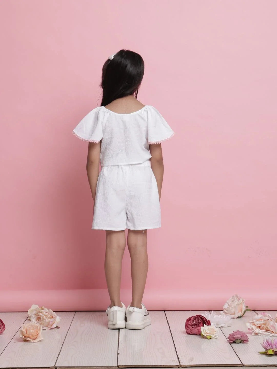 Saka Designs Shirt & Short Co-ord Set for Girls - White