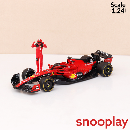 Bburago Original Ferrari SF-23 Licensed Diecast Car with Driver Figurine | 1:24 Scale Model (14 Years Till Grown Ups)