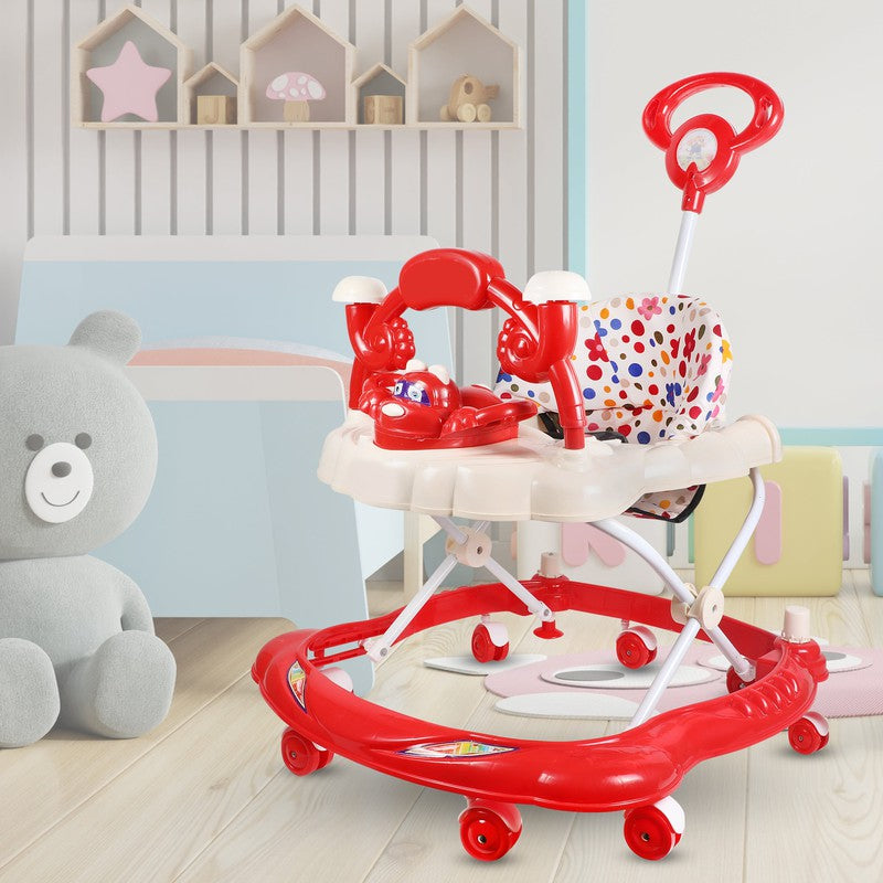 Musical Activity Cushioned Seat Walker With Parent Rod | Red | ST-315