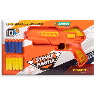 Return Gifts (Pack of 3,5,12) Strike Fighter Soft Blaster with 10 Darts (Anmol Toys)