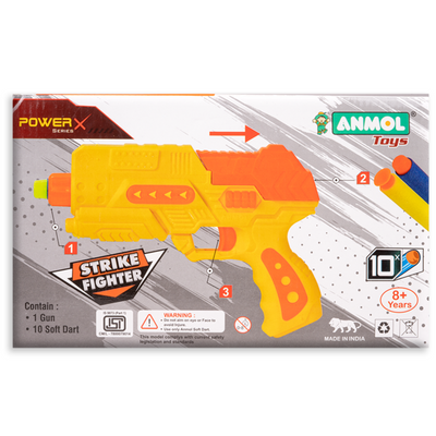 Return Gifts (Pack of 3,5,12) Strike Fighter Soft Blaster with 10 Darts (Anmol Toys)