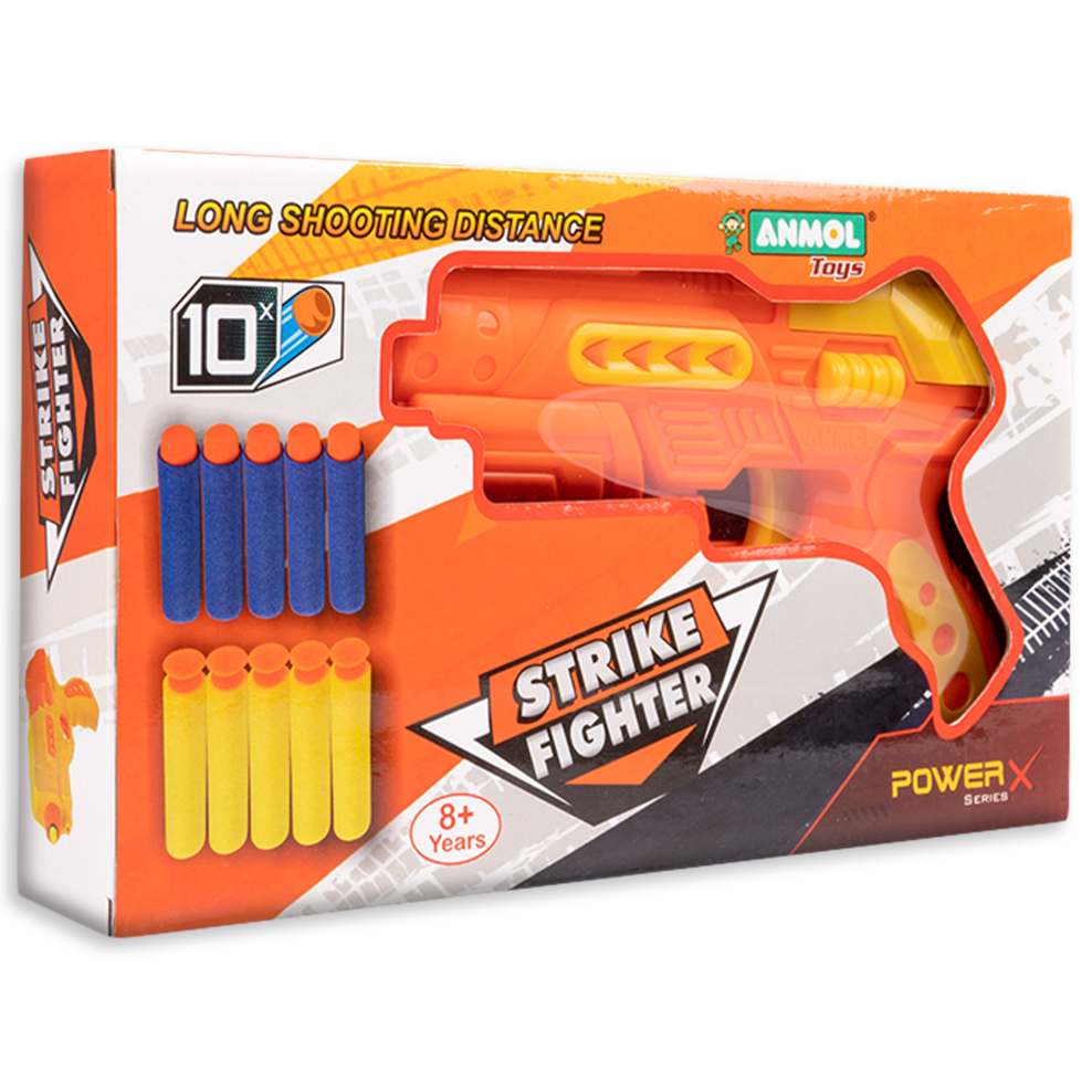 Return Gifts (Pack of 3,5,12) Strike Fighter Soft Blaster with 10 Darts (Anmol Toys)