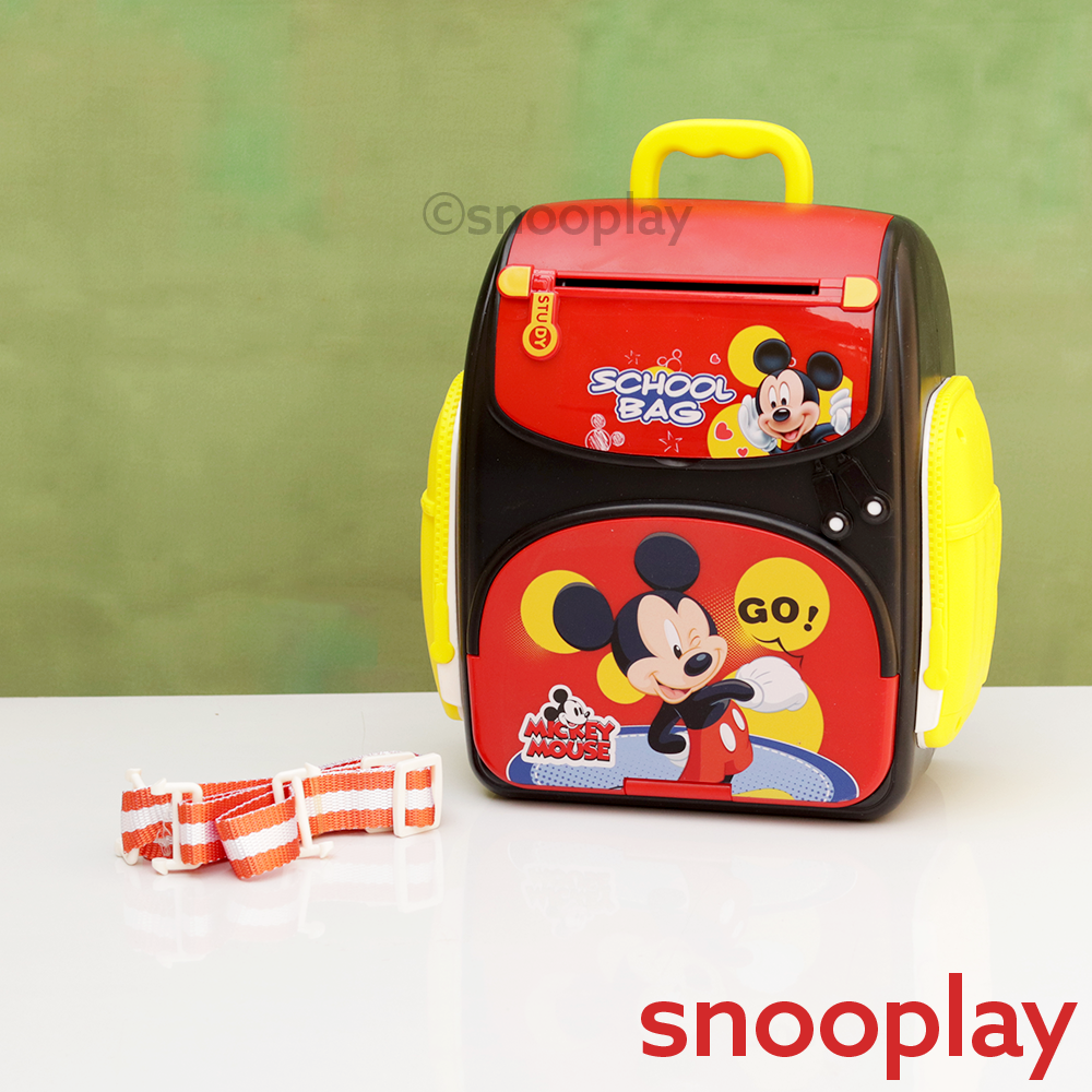 ATM Piggy Bank Money Machine as a School Bag with Finger Print Sensor simulation (Assorted Design)