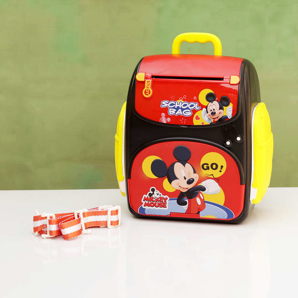 ATM Piggy Bank Money Machine as a School Bag with Finger Print Sensor simulation (Assorted Design)