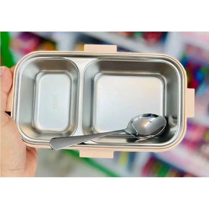 CuddleNest Green Dino Stainless Steel Lunch Box | 700ml + 100ml Soup Bowl