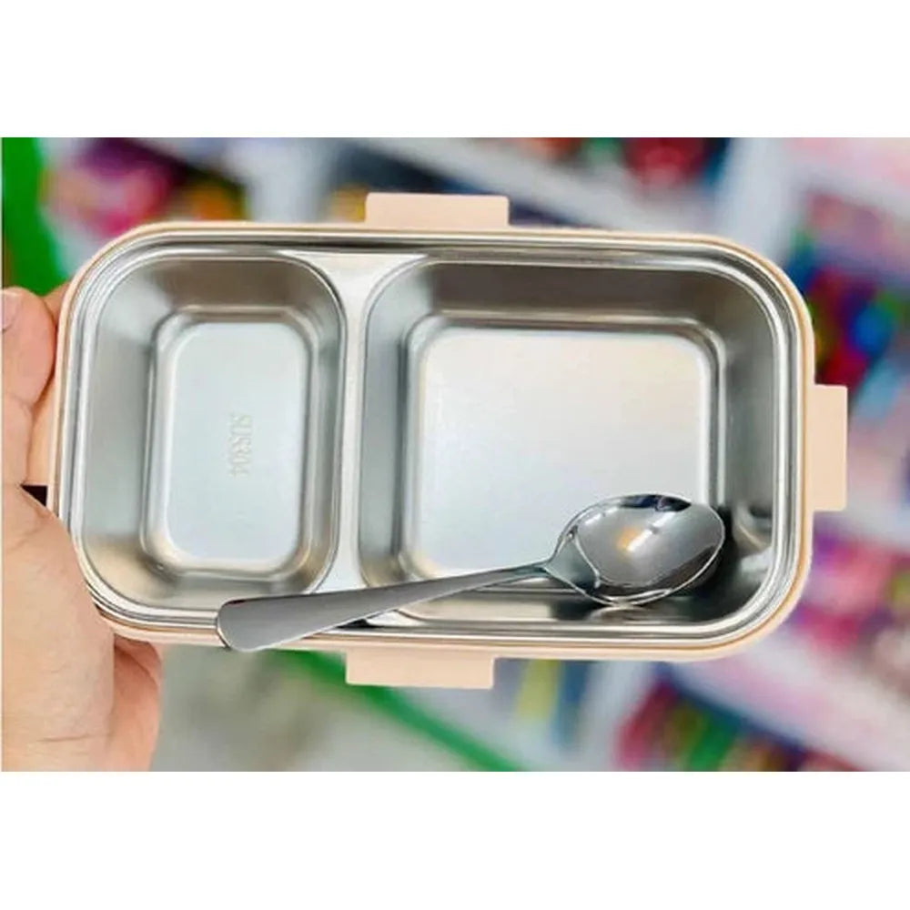 CuddleNest 2 Compartments Stainless Steel Lunch Box | 700ml + 100ml Soup Bowl