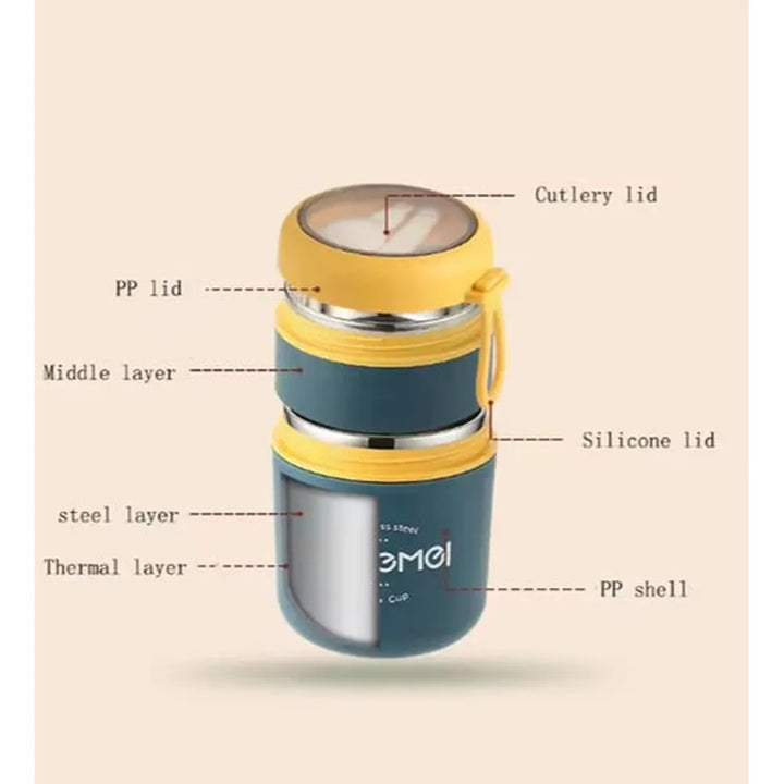 CuddleNest 2 Compartment Stainless Steel Lunch Box - 710ml