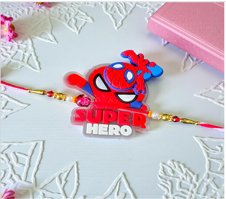 Ilearnngrow Superhero Rakhi Combo – DIY Superhero Door Knob & Name Plate Kit with Superhero Rakhi