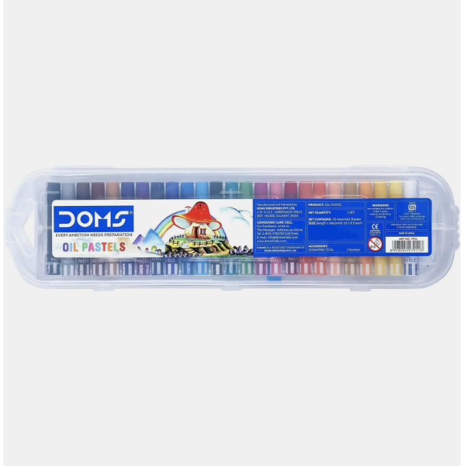 DOMS Oil Pastels – 25 Vibrant Shades with Scraping Tool