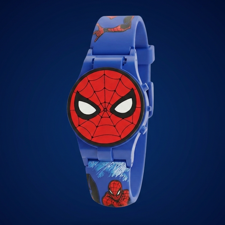 Original Marvel Spiderman Digital Watch for Kids with Dial Cover & LED Lights