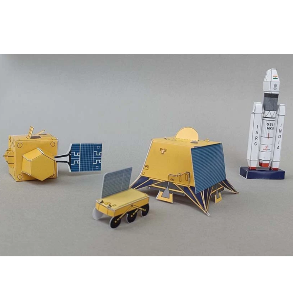 Chandrayaan Mission Artefacts - Card Paper Space Rocket Models Set