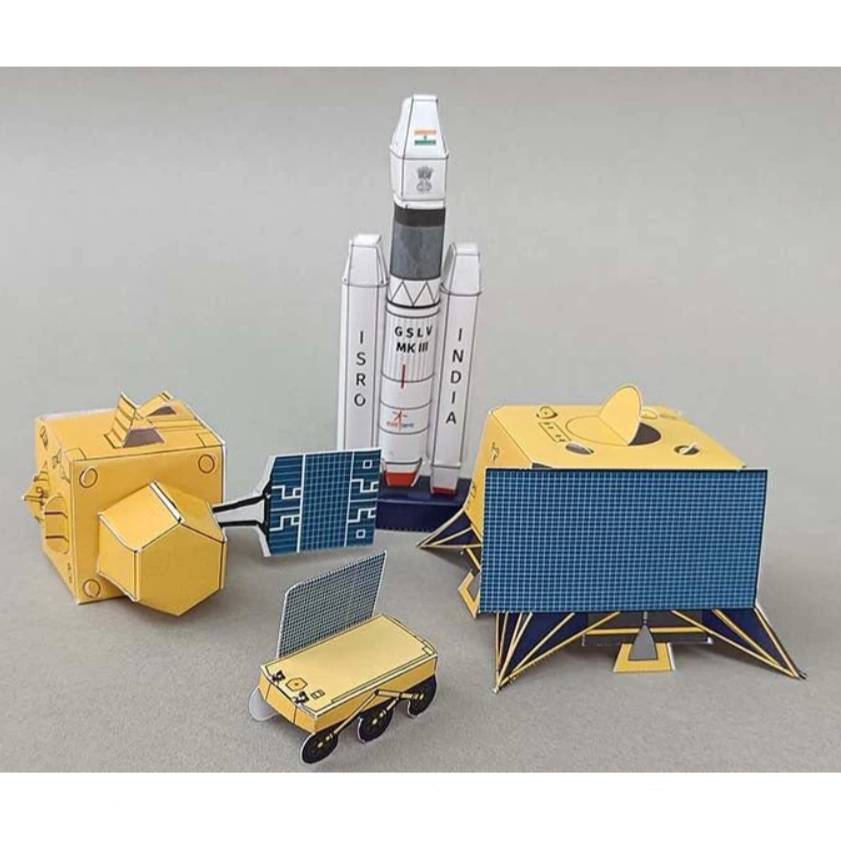 Chandrayaan Mission Artefacts - Card Paper Space Rocket Models Set