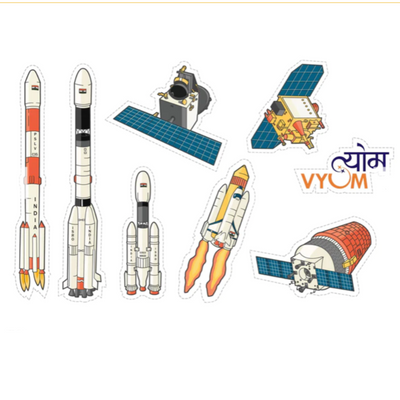 ISRO Story Stickers | Set of 15 stickers (Space Rockets, Orbiter, Lander etc.)