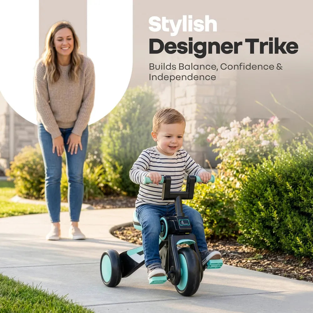 R for Rabbit Tricycle with Sturdy Frame, Anti-Slip Handlebars, Wide Comfortable Seat | Tiny Toes Y Ace | Weight Capacity - Upto 25 Kgs | Sea Green