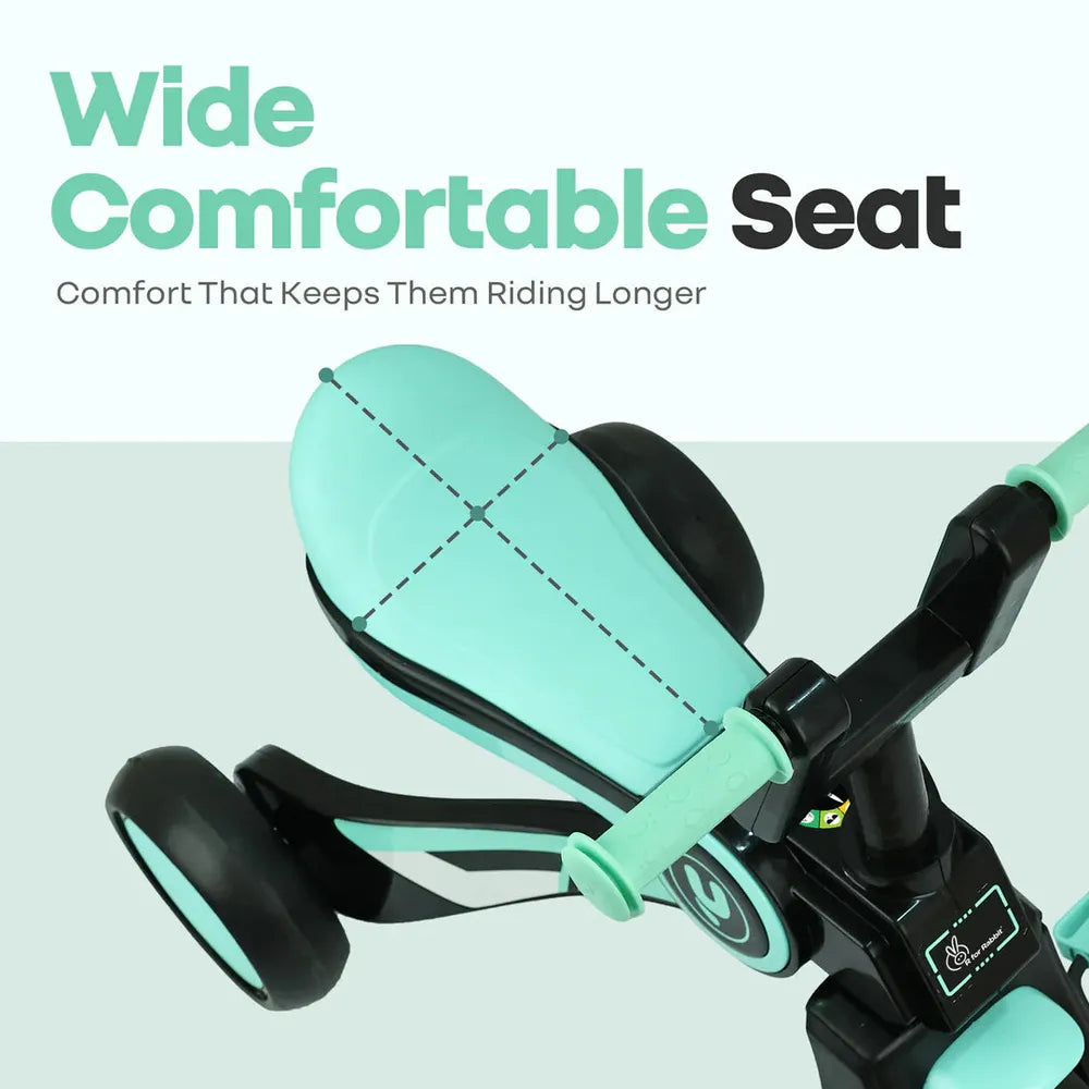 R for Rabbit Tricycle with Sturdy Frame, Anti-Slip Handlebars, Wide Comfortable Seat | Tiny Toes Y Ace | Weight Capacity - Upto 25 Kgs | Sea Green