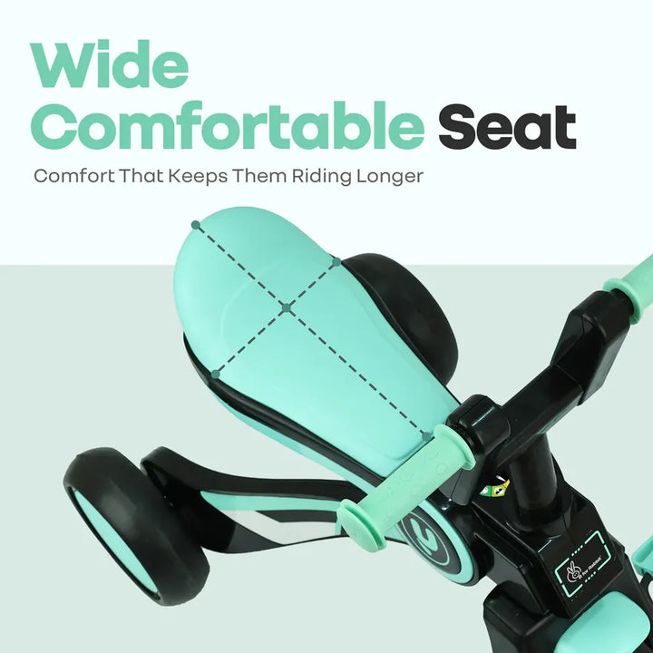 R for Rabbit Tricycle with Sturdy Frame, Anti-Slip Handlebars, Wide Comfortable Seat | Tiny Toes Y Ace | Weight Capacity - Upto 25 Kgs | Sea Green