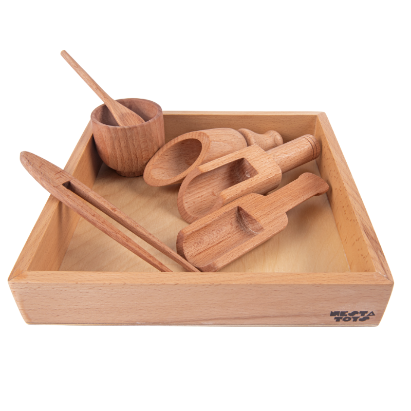 Sensory Wooden Toy Set with Montessori Tray (Beech Wood)