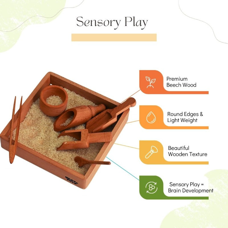 Sensory Wooden Tools Set with Montessori Tray (2-5 Years)