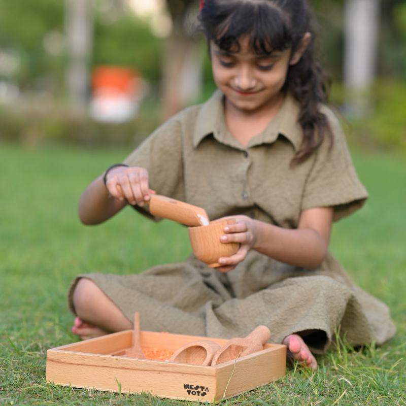 Sensory Wooden Tools Set with Montessori Tray (2-5 Years)