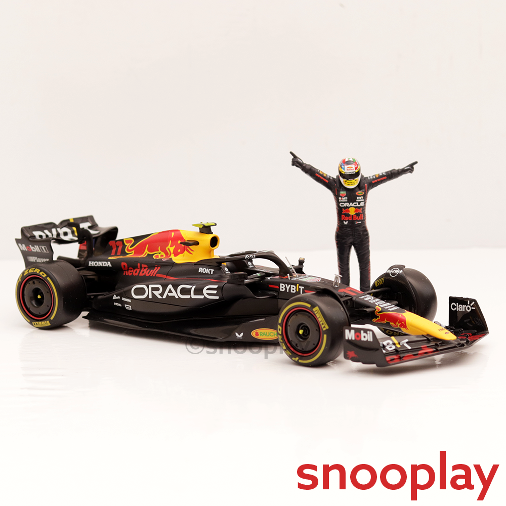 Original Licensed Oracle Red Bull Racing RB19 (2023) Diecast Car with Driver Figurine - Sergio Perez  | 1:24 Scale Model