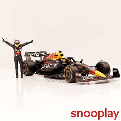 Original Licensed Oracle Red Bull Racing RB19 (2023) Diecast Car with Driver Figurine - Sergio Perez  | 1:24 Scale Model