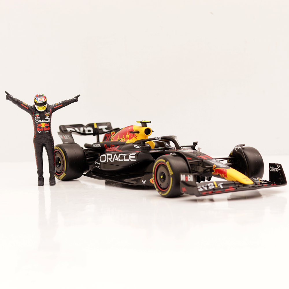 Original Licensed Oracle Red Bull Racing RB19 (2023) Diecast Car with Driver Figurine - Sergio Perez  | 1:24 Scale Model