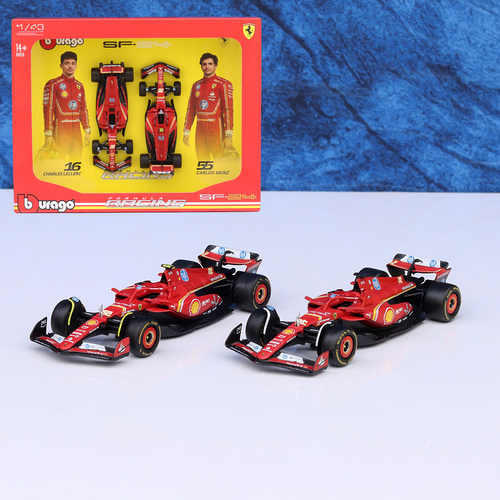 Bburago Set of 2 Original Ferrari SF-24 Licensed Diecast Car | 1:43 Scale Model (14 Years Till Grown Ups)