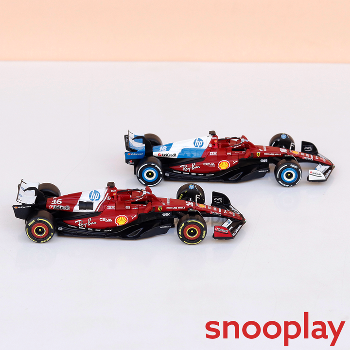 Bburago Set of 2 Original Ferrari SF25 (16 Charles Leclerc) Licensed Diecast Car | 1:43 Scale Model (14 Years Till Grown Ups)